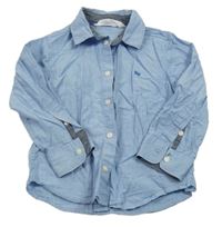 Modrá melírovaná košile s výšivkou H&M