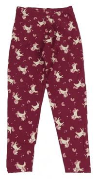 Vínové teplé legíny s jednorožci C&A