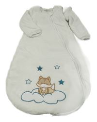 Bílý chlupatý zateplený spací pytel s liškou