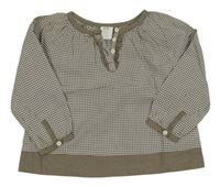 Hnědo-bílá kostkovaná polo halenka H&M