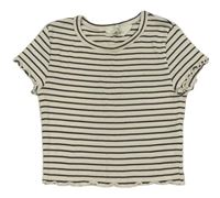 Smetanovo-antracitové pruhované žebrované crop tričko H&M