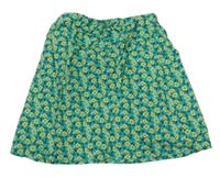 Zelená květovaná plátěná zavinovací sukně Zara