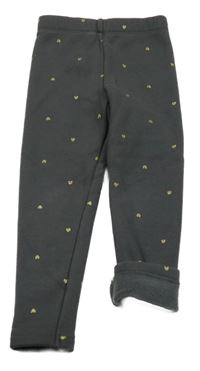 Tmavošedé zateplené legíny se srdíčky Nutmeg