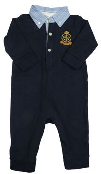 Tmavomodrý teplákový polo overal s výšivkou Ralph Lauren