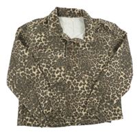 Nové - Hnědo-černá riflová košilová bunda s leopardím vzorem Dunnes