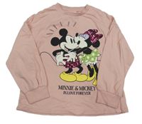 Růžová lehká mikina s Minnie a Mickeym s flitry Next