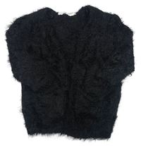 Černý chlupatý svetrový cardigan H&M