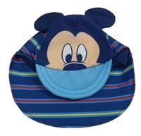 Tmavomodro-barevná pruhovaná UV kšiltovka s Mickeym Disney