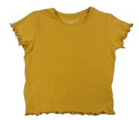 Hořčicové žebrované crop tričko PRIMARK