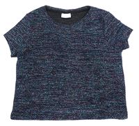 Černo-modro-fialové třpytivé crop tričko F&F