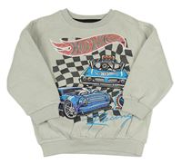 Světlešedá mikina s HotWheels