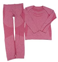 2 SET - Růžové melírované funkční triko + funkční legíny Crivit