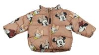 Hnědá šusťáková zimní bunda s Minnie a kamarády zn. H&M