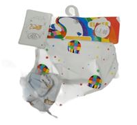 Nové - 2 set - bílý slinták se slony + bílo-modré bavlněné rukavice 