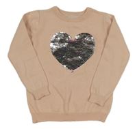 Světlerůžový lehký svetr se srdcem z flitrů Primark