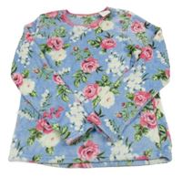 Nové - modro-růžová květovaná plyšová mikina Nutmeg