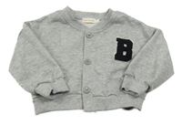 Šedá melírovaná propínací mikina s písmenem 