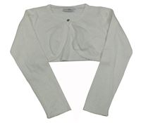 Bílé třpytivé propínací svetrové bolerko 