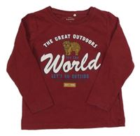 Vínové triko s nápisem a leopardem Name it