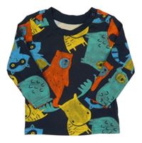 Tmavomodro-barevné triko se zvířaty Primark