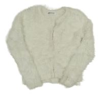 Bílý chlupatý propínací svetr H&M