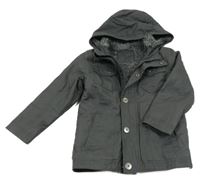 Tmavošedá zateplená bunda s kapucí 