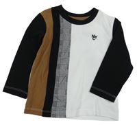 Bílo-černo-hnědé triko Matalan