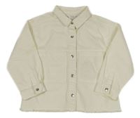 Smetanová riflová košilová bunda s kapsami Zara