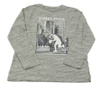 Šedé melírované triko s městem Yigga