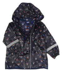 Tmavomodrá pláštěnka s parníky a kapucí Lupilu