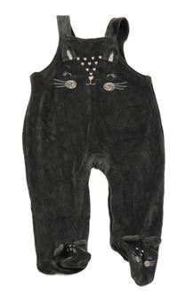 Tmavošedé sametové dupačky s kočkou George