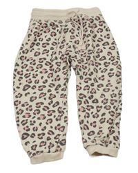 Smetanovo-šedo-růžové leopardí tepláky H&M