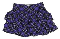 Fialovo-černá kostkovaná vrstvená sukně C&A