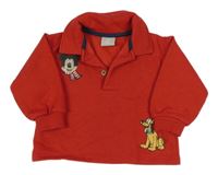 Červená mikina s Mickeym a Plutem a límečkem Disney
