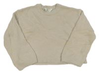 Béžový chlupatý crop svetr H&M