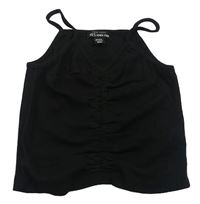 Černý žebrovaný crop top New Look