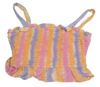 Oranžovo-růžovo-fialový pruhovaný žabičkový crop top Primark
