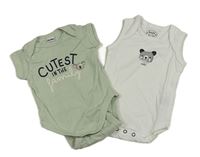 2set - 2x body - bílé s čumákem + mintové s nápisem a koalou 