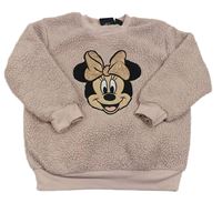 Světlerůžová huňatá mikina s Minnie Disney