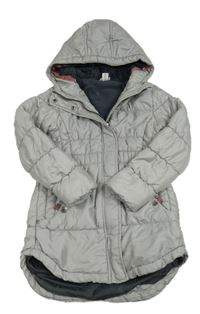 Šedý šusťákový zateplený kabát s kapucí Yigga