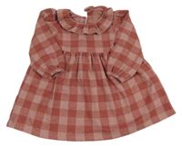 Růžové kostkované úpletové šaty s límečkem George