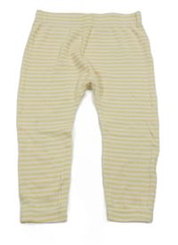 Žluto-bílé pruhované žebrované legíny 