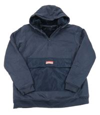 Tmavomodrá zateplená mikina se šusťákovou kapsou a kapucí George