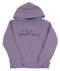 Lila mikina s nápisem a kapucí Fat Face