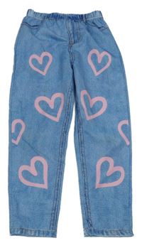 Světlemodré legíny riflového vzhledu se srdíčky Shein