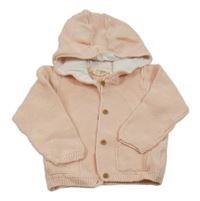 Světlerůžový propínací svetr s kapucí Lupilu