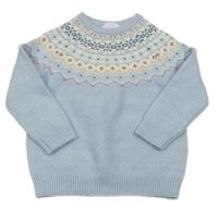 Světlemodro-bílo-barevný vzorovaný svetr Primark