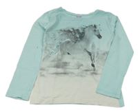 Světlemodré triko s pegasem a flitry Dopodopo