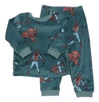 Tmavozelené plyšové pyžamo se Spidermany M&S