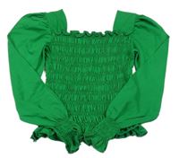 Zelené crop triko se žabičkováním